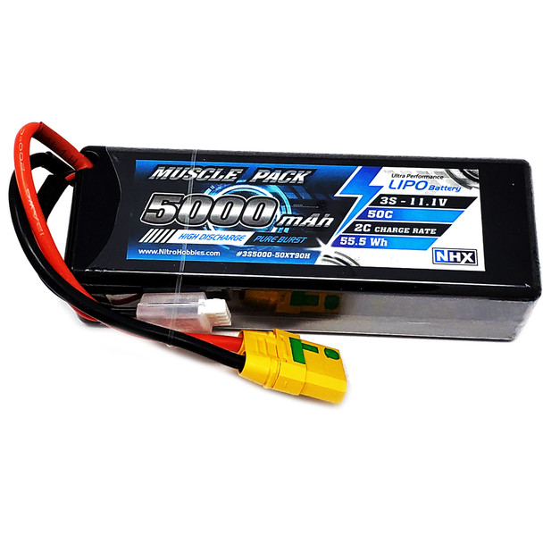 NHX Muscle Pack 3S 11.1V 5000mAh 50C Hard Case Lipo Battery w/ XT90 Connector