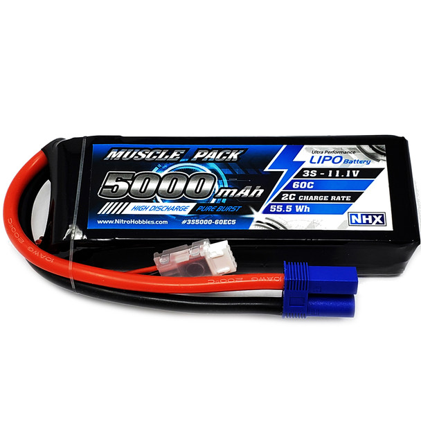 NHX Muscle Pack 3S 11.1V 5000mAh 60C Lipo Battery w/ EC5 Connector