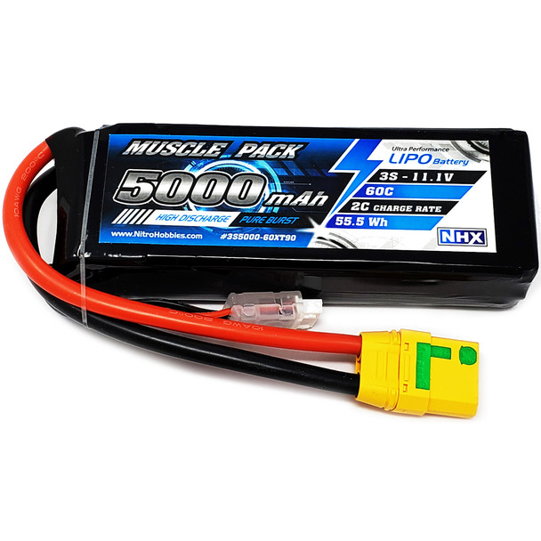 NHX Muscle Pack 3S 11.1V 5000mAh 60C Lipo Battery w/ XT90 Connector