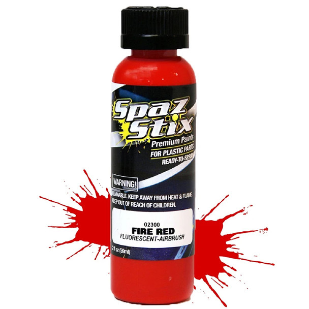 Spaz Stix Fire Red Fluorescent Airbrush Ready Paint 2oz Bottle