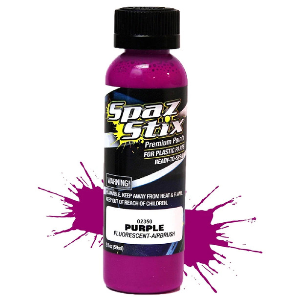 Spaz Stix Purple Fluorescent Airbrush Ready Paint 2oz Bottle