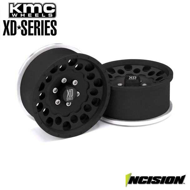 Incision IRC00330 Aluminum KMC XD129 Holeshot 1.9 Beadlock Black Wheels (2)