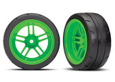 Traxxas 8374G 1.9" Tires & Green Wheels Assembled Glued Rear (2) : 4-Tec 2.0 VXL