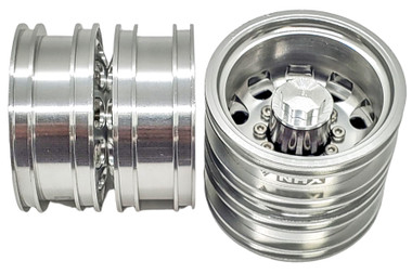NHX RC V2 Aluminum Rear Dually Wheels Silver For 1/14 Tamiya Tractor ...