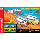 Auto World SRS340 13' Hot Wheels "Snake" Vs "Mongoose" Manual Slot Drag Set HO Scale