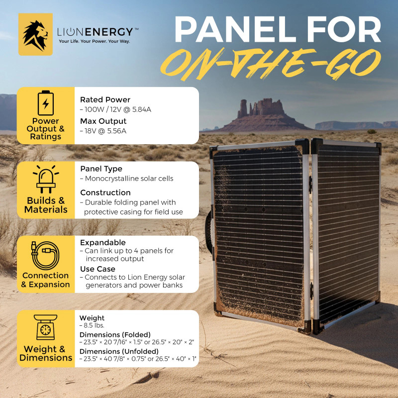 LION 100W 12V PORTABLE SOLAR PANEL