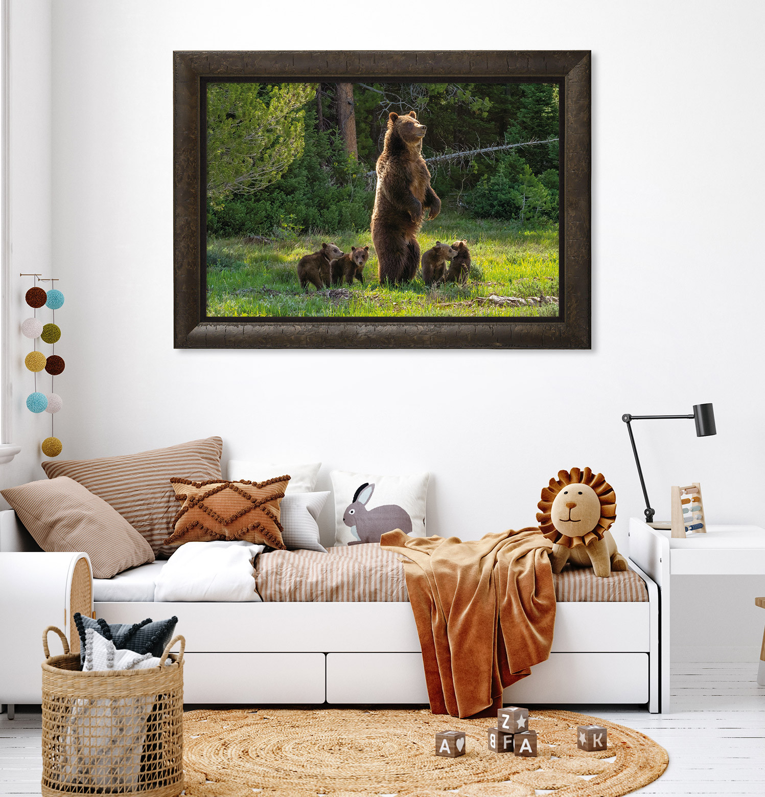 Grizzly 399 and cub room wall art Thomas Mangelsen
