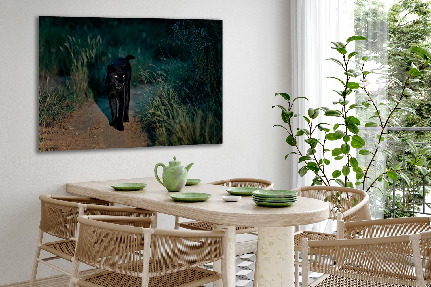 Black Leopard Walking down Path by Thomas D. Mangelsen