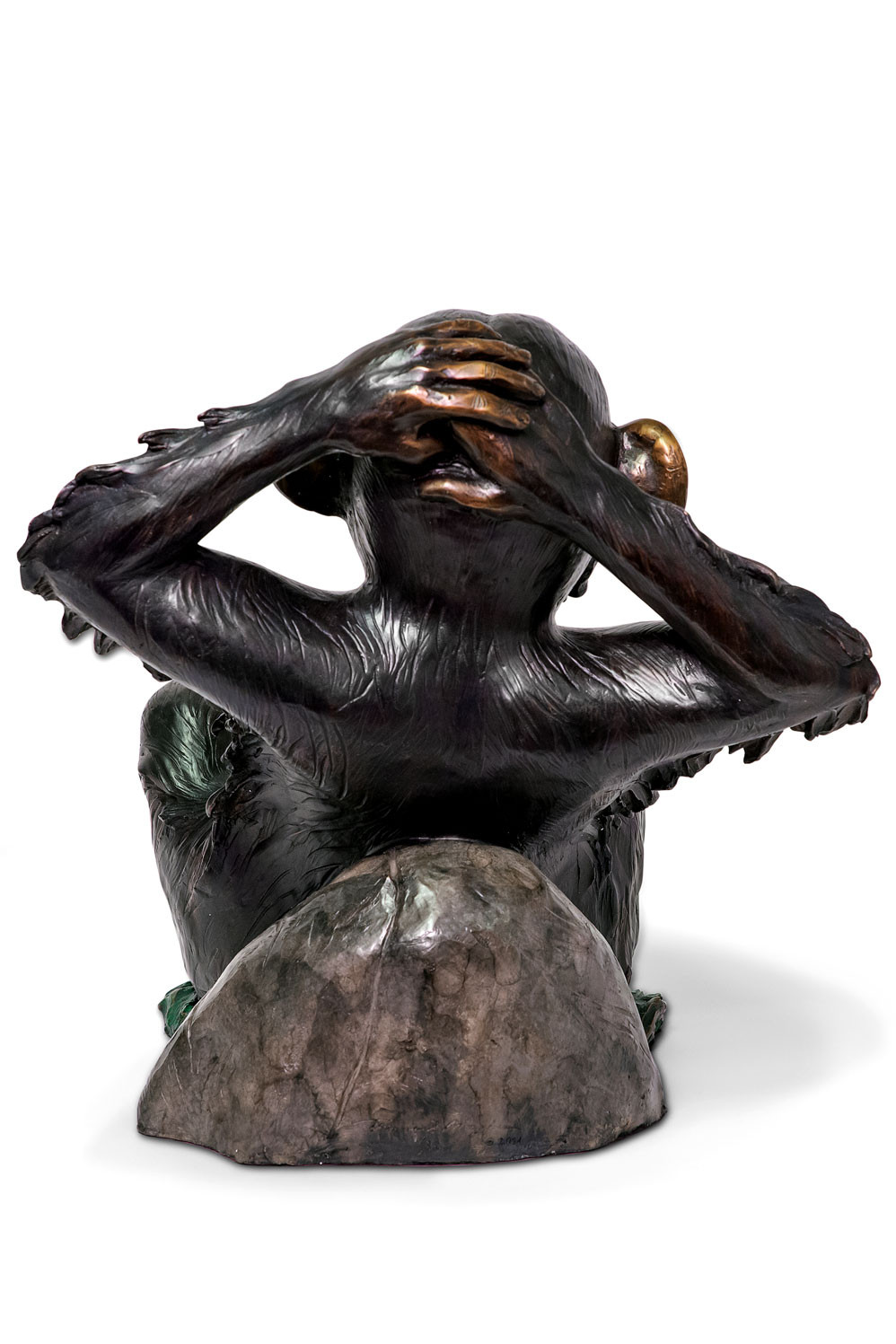 Laid Back Chimpanzee Small Bronze Sculpture by Thomas D. Mangelsen