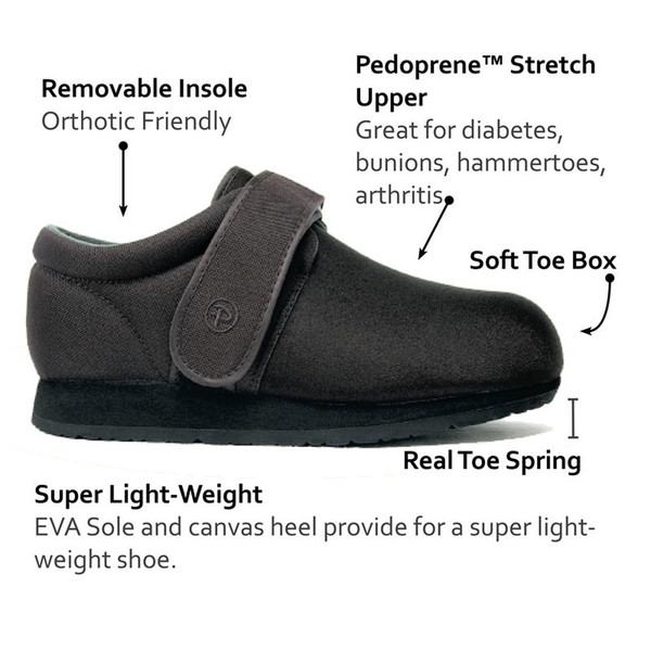 Pedors Classic Black 600 Stretch Orthopedic Shoes