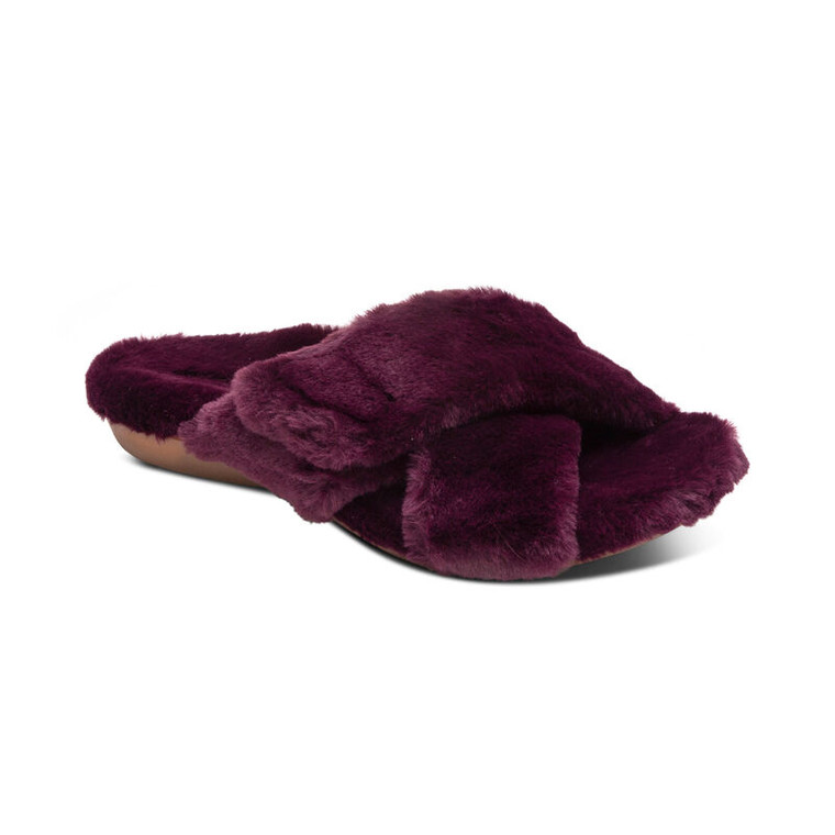 Aetrex Penelope Adjustable Faux Fur Slippers