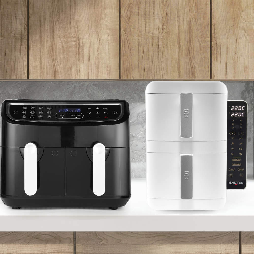 Height comparison with normal air fryer and vertical stacked one