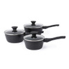 Salter BW08777 Saucepan Set – Non-Stick Cooking Pots With Lids, 3 Piece 16/18/20 cm, Induction Suitable Saucepans, Milk Pans For Soups & Boiling Pasta, 5 X Tougher Coating*, Dishwasher Safe, Black image