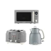 Retro Grey Kettle, 4-Slice Toaster & Microwave Set image