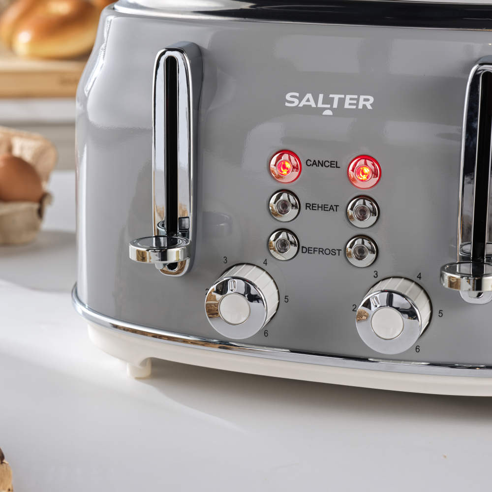 Shop Retro 4-Slice Toaster | Grey | Wide Slots