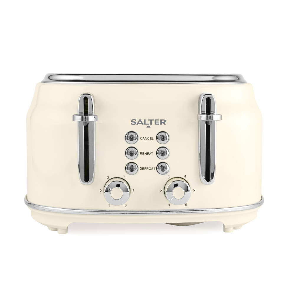 Retro 4-Slice Toaster, Cream Salter - Main Image