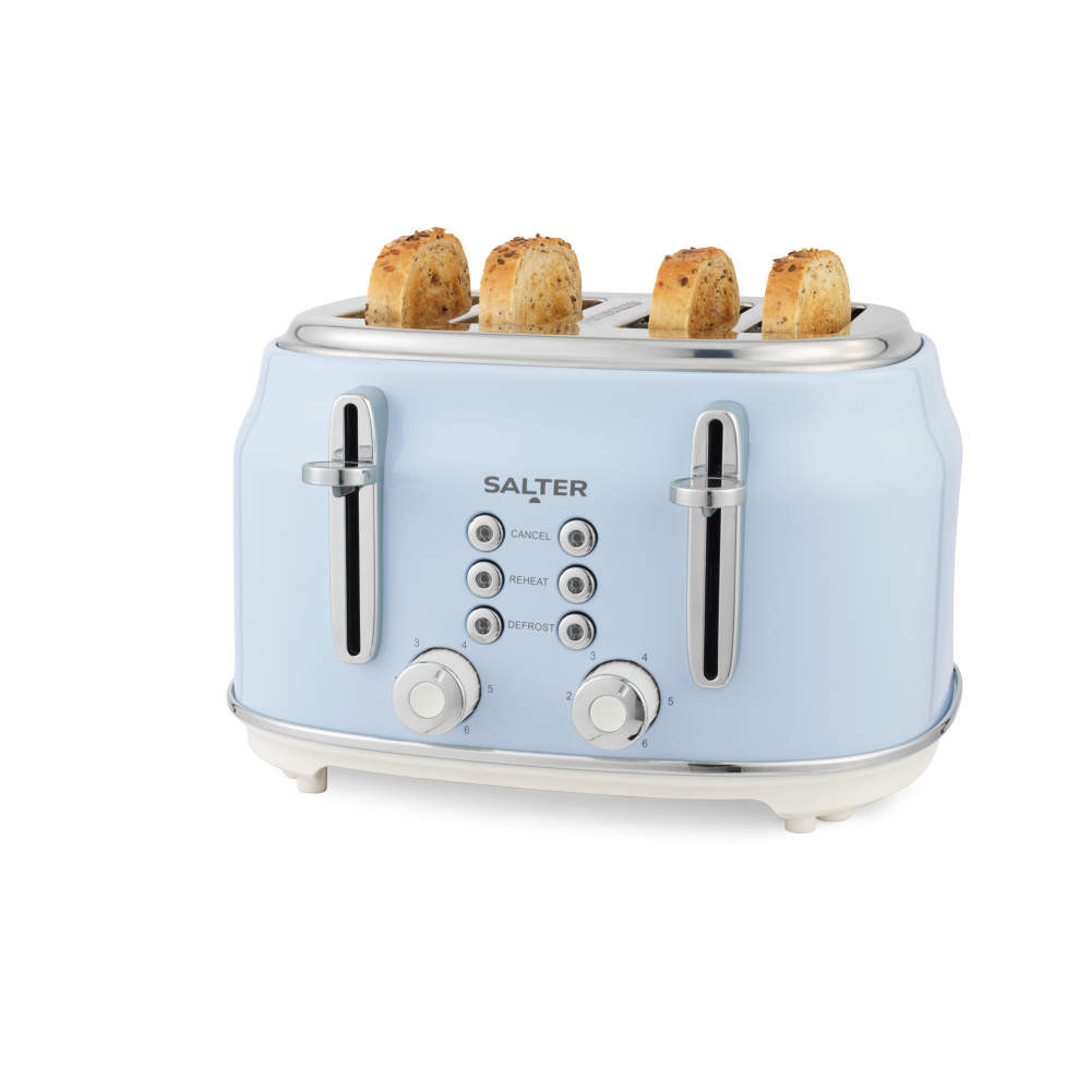 Shop Retro 4-Slice Toaster | Blue | Wide Slots