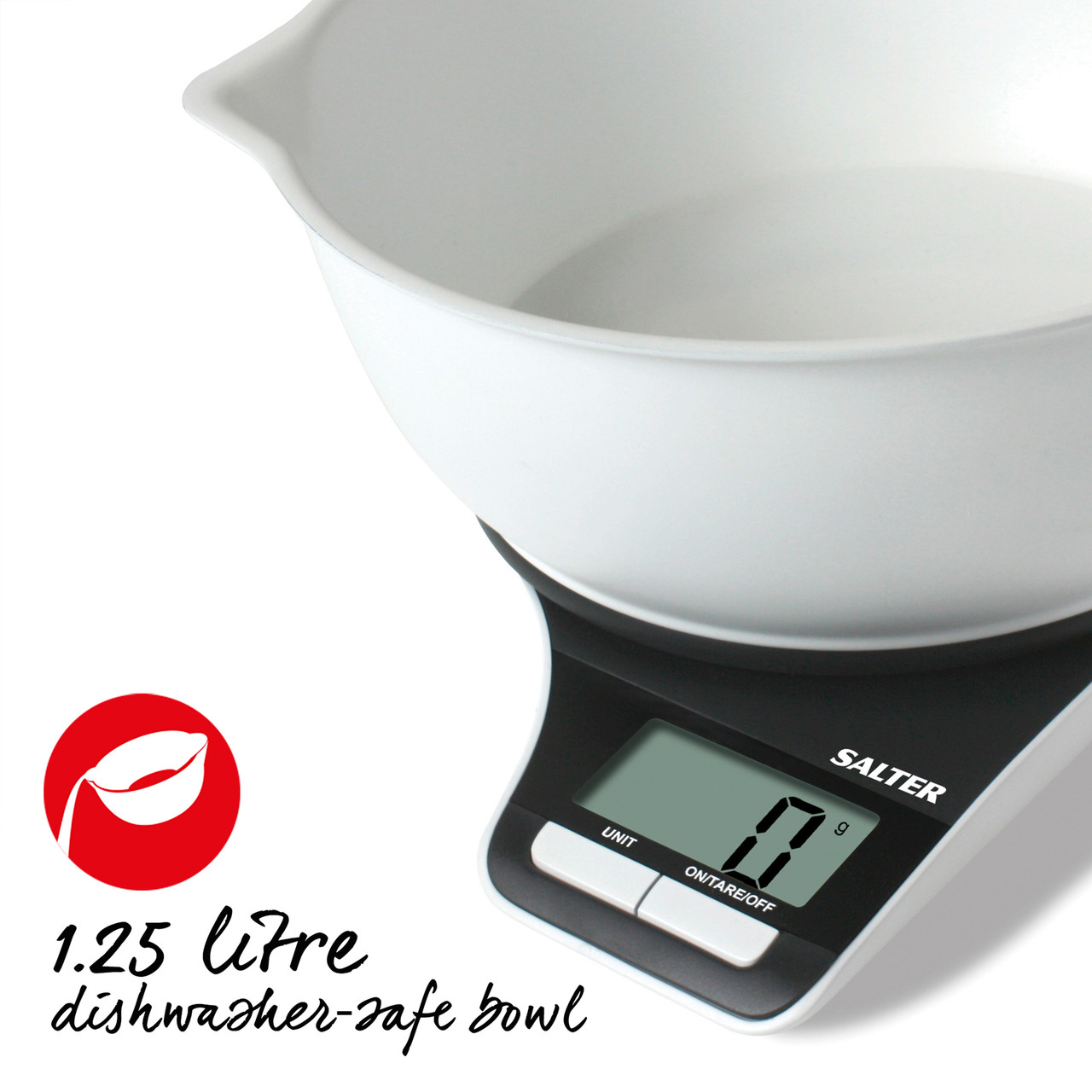Electronic Kitchen Scale with Jug, 5kg Capacity, Silver