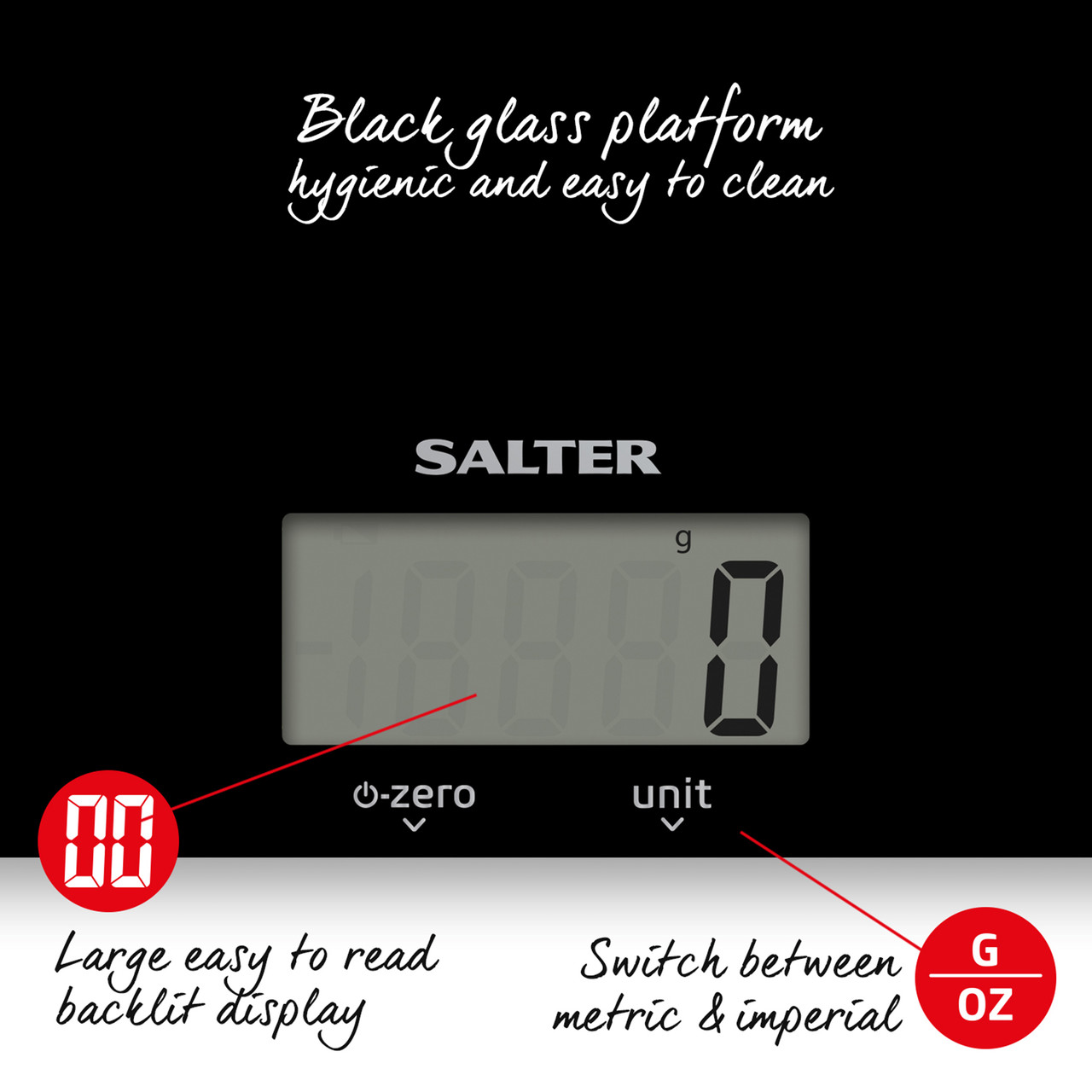Salter Digital Curve Glass Kitchen Scale Max 5 kg – White - Anasia Shop