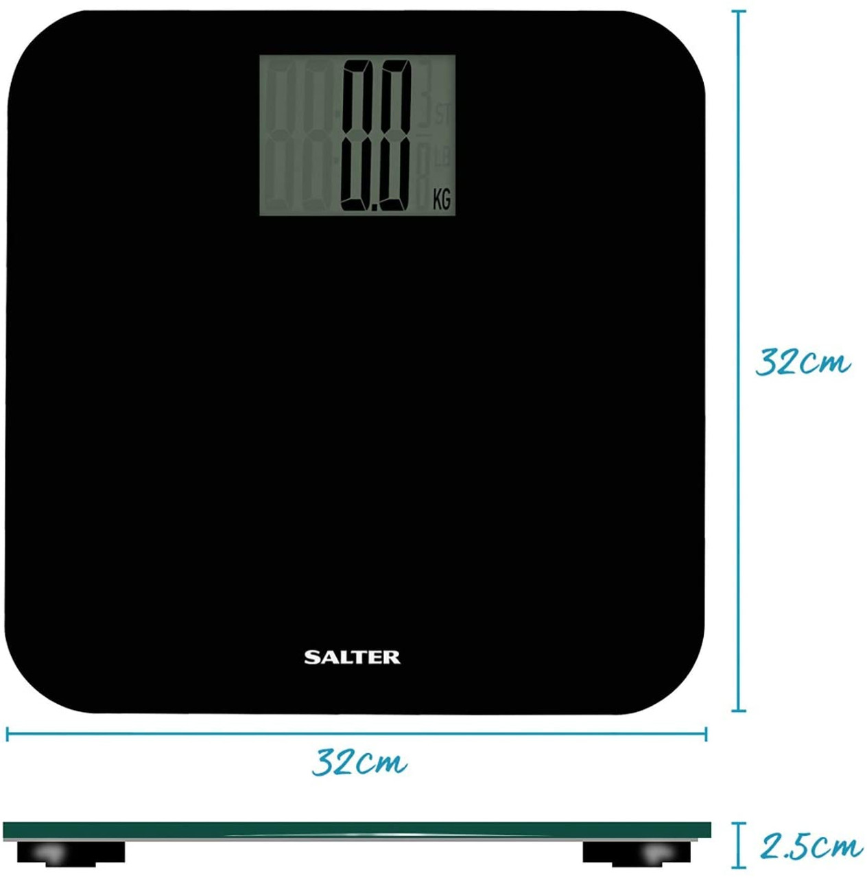 Salter Max Capacity 250kg Digital Bathroom Scales – Easy Read Display,  Large Platform More Foot Room, Step-On Instant Weight Reading, Carpet Feet