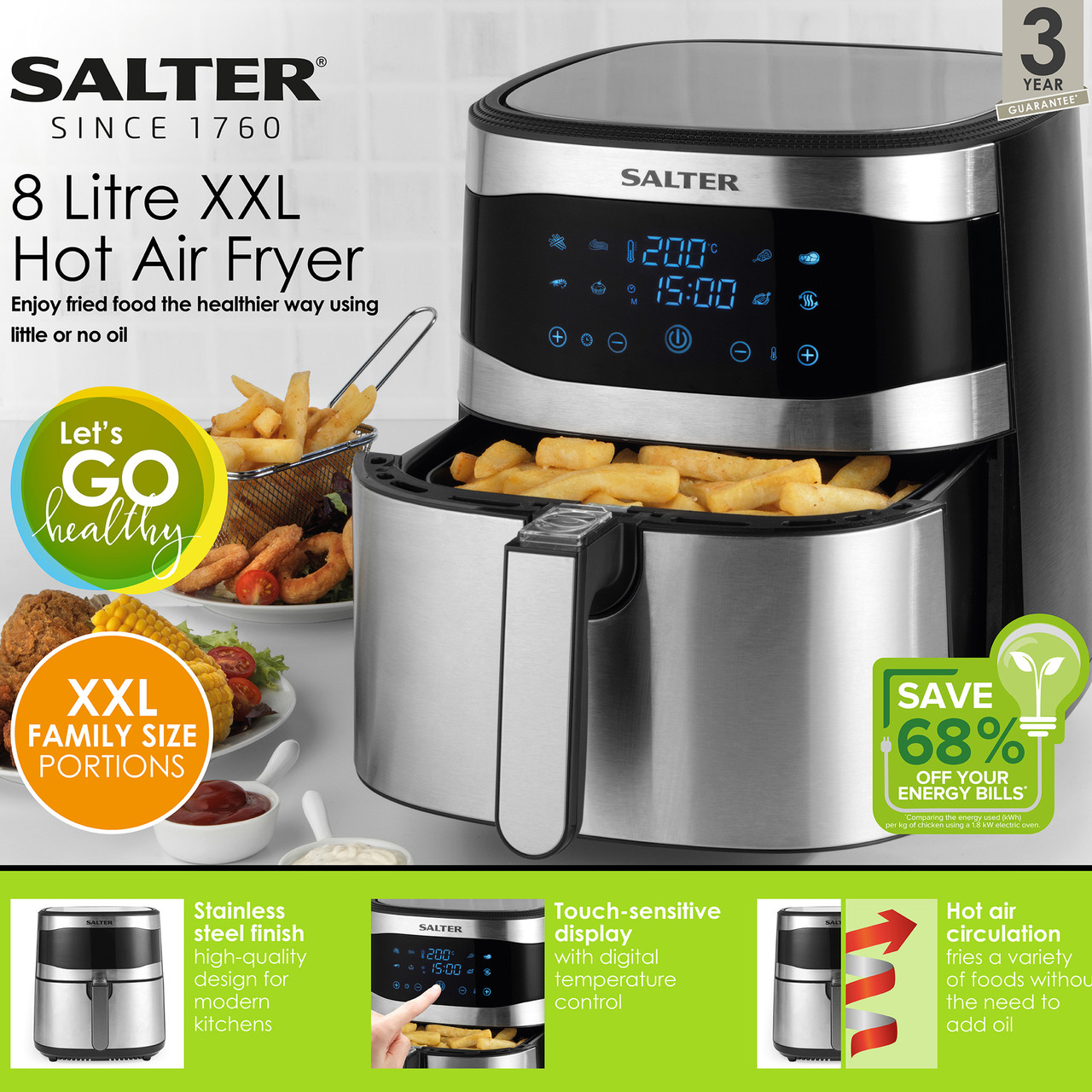 Shop Salter XXL Hot Litre 8 Air Family | Fryer Sized 