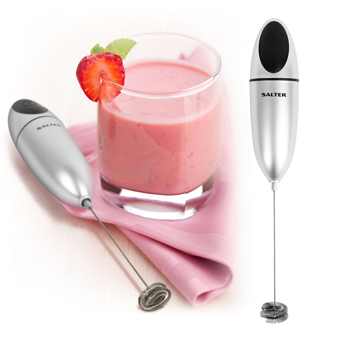 YUSWKO Rechargeable Milk Frother Handheld with 3 Heads, Silver