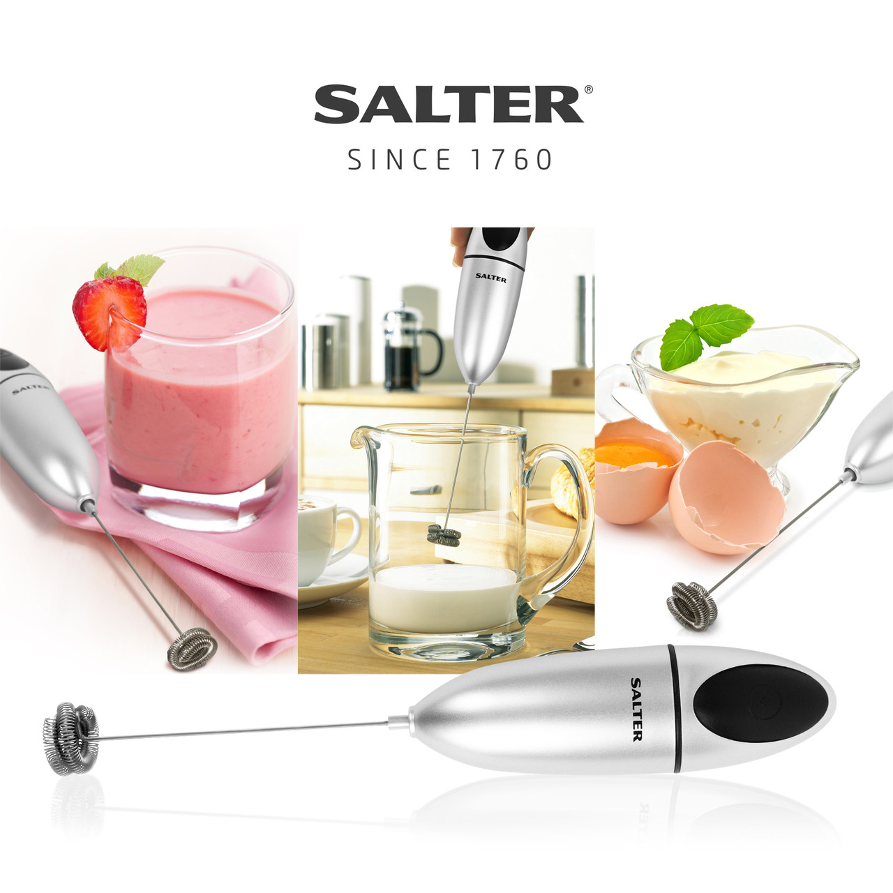 Salter Handheld Milk Frothing Whisk, Double Coil