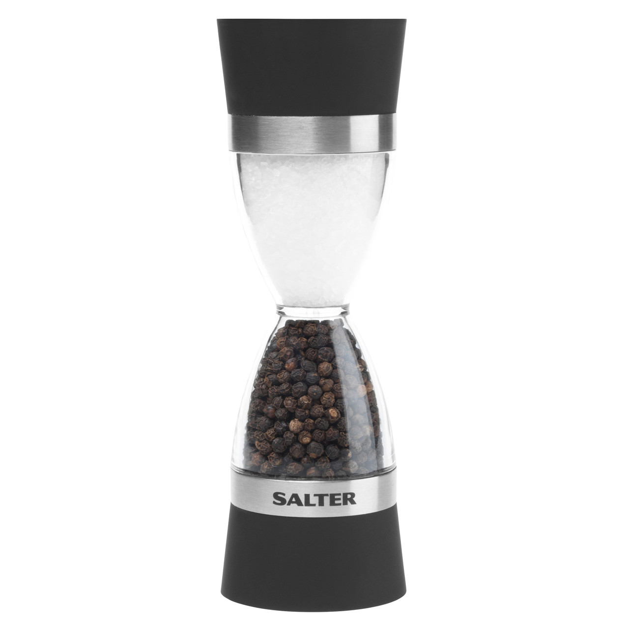 Salter 2 In 1 Mechanical Salt and Pepper Mill, Double Sided Spice Grinder, Adjustable Grinding from Fine to Coarse, Ceramic Grinder