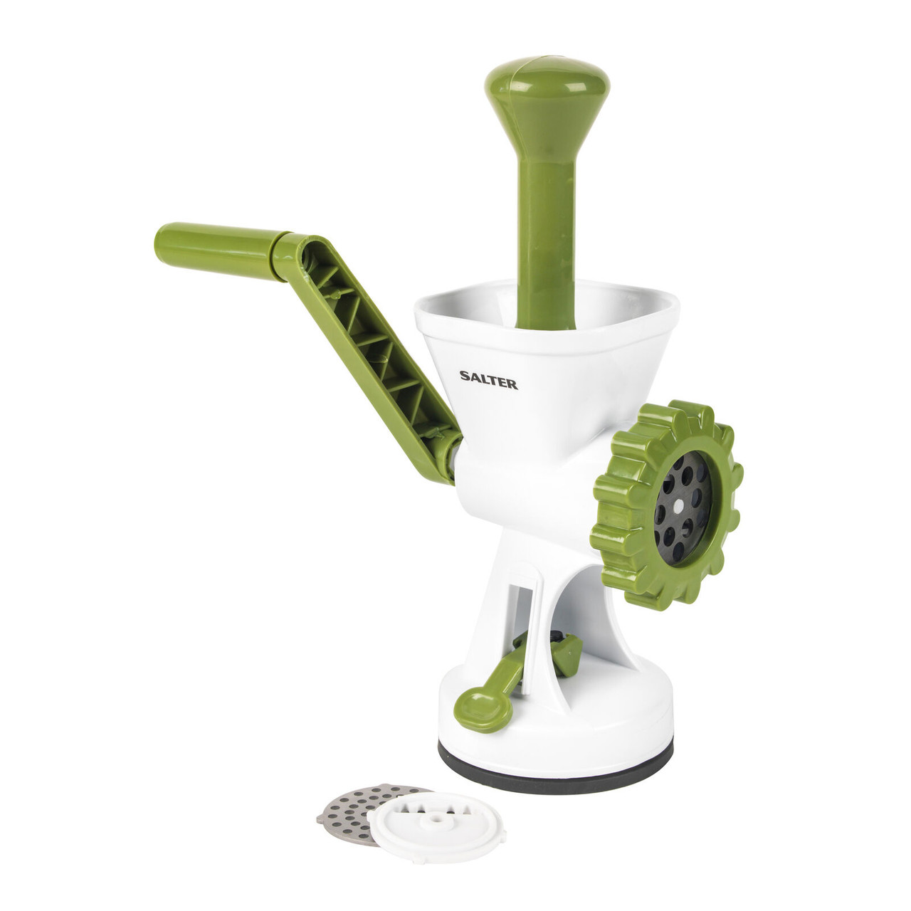 Meat Mincer with Two Blade Attachments, White/Green