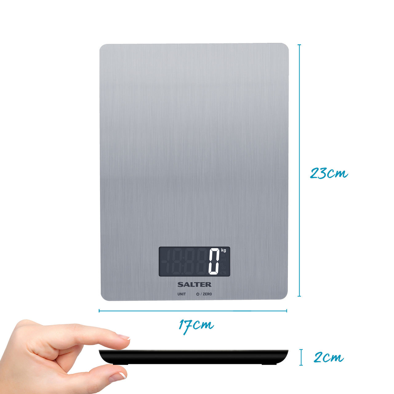 Salter Digital Food Scale Brushed Stainless Steel Design   Stainless Steel Digital Kitchen Scales 5kg Capacity Salter  29928.1650706097 