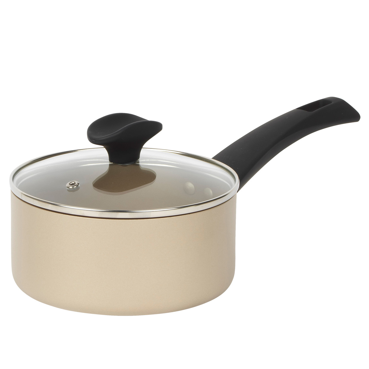 Olympus 16 cm Saucepan with Tempered Glass Lid, Non-Stick,