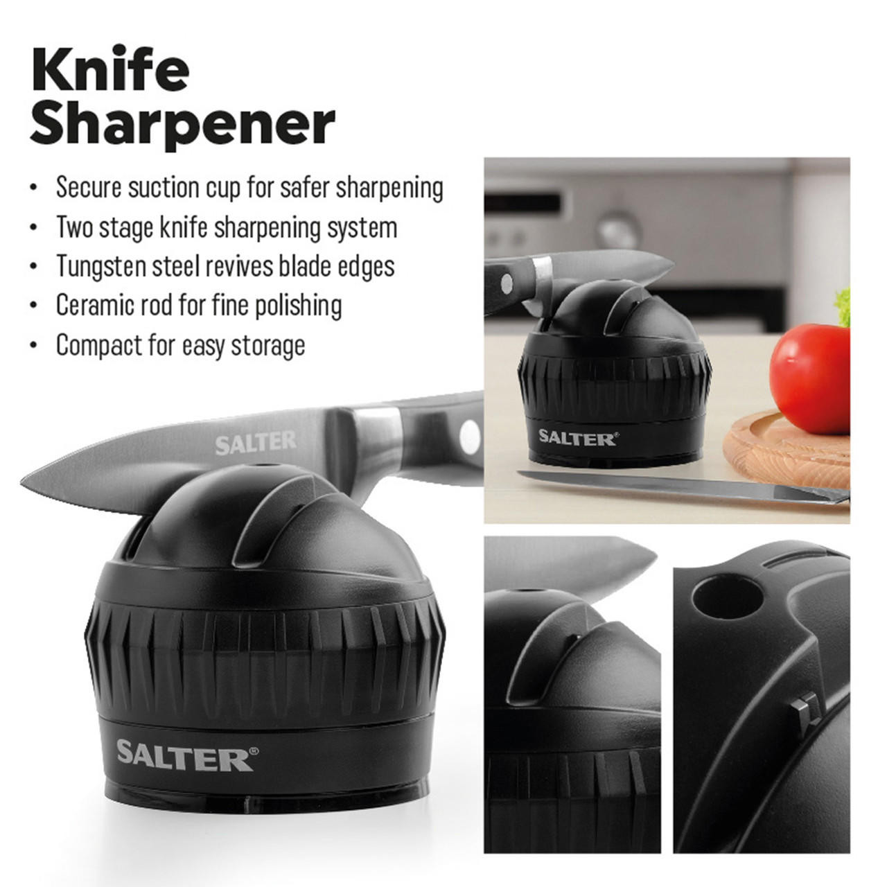 HOMELIA - Knife Sharpener with suction cup - Kitchen Knife Sharpeners -  Pocket Knife Sharpener - Manual Blade Sharpener