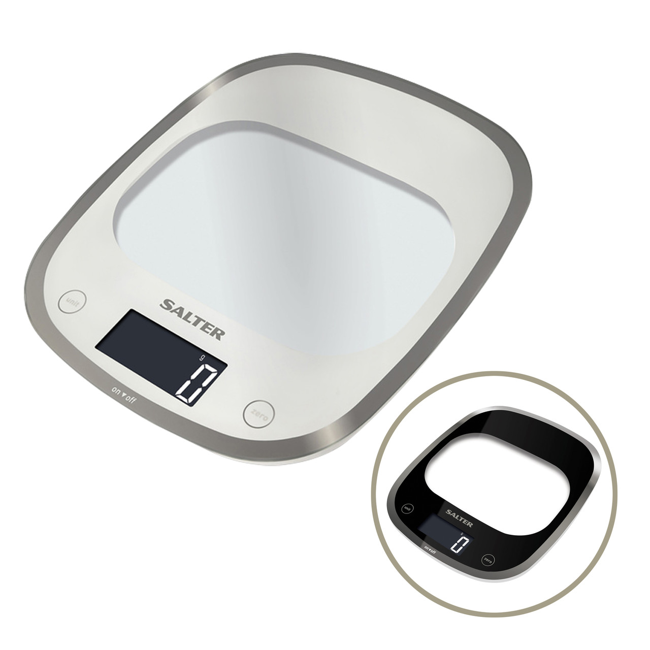 Salter Digital Curve Glass Kitchen Scale Max 5 kg – White - Anasia Shop