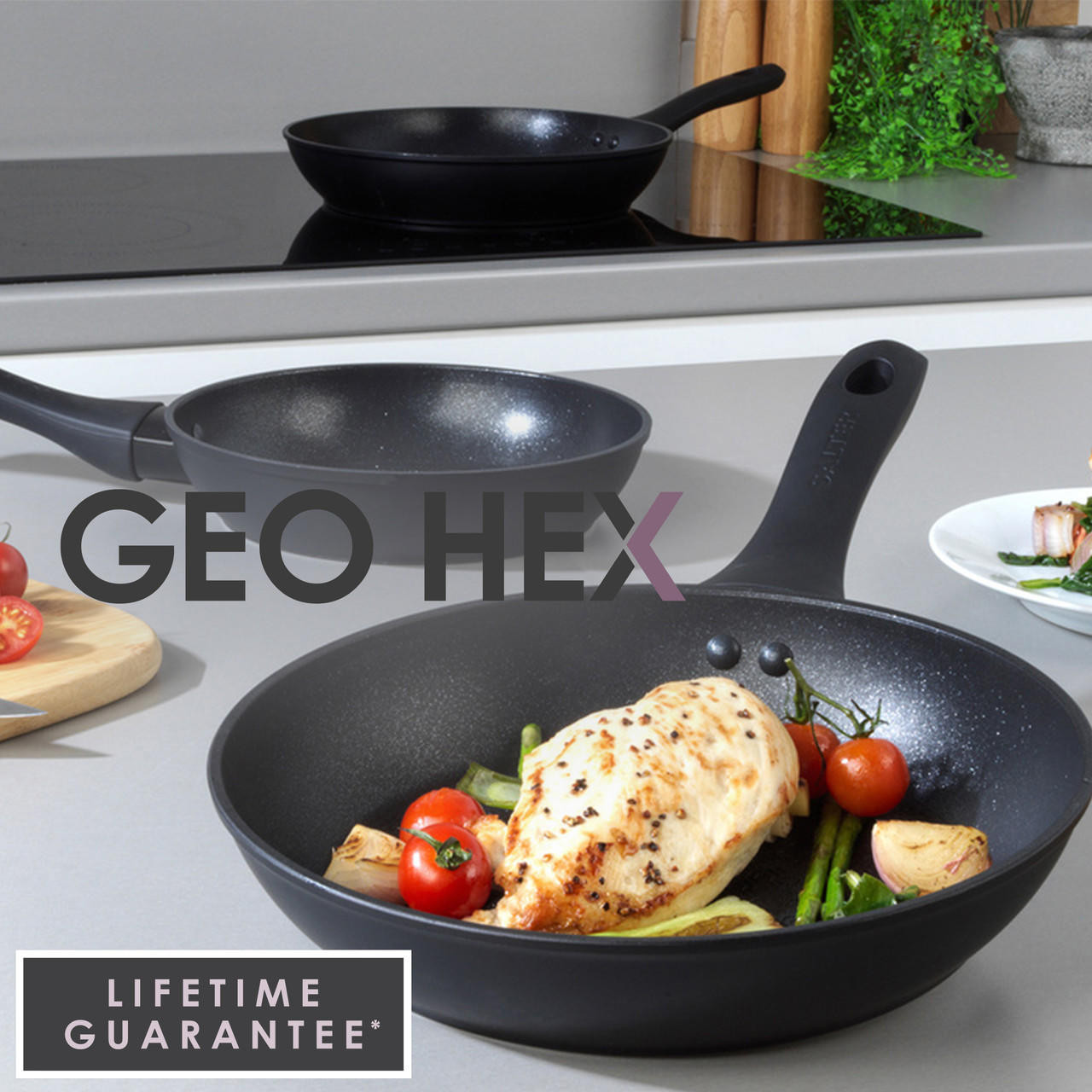 Salter Geo Hex Non-Stick 20cm Frying Pan | Hi-Low Technology