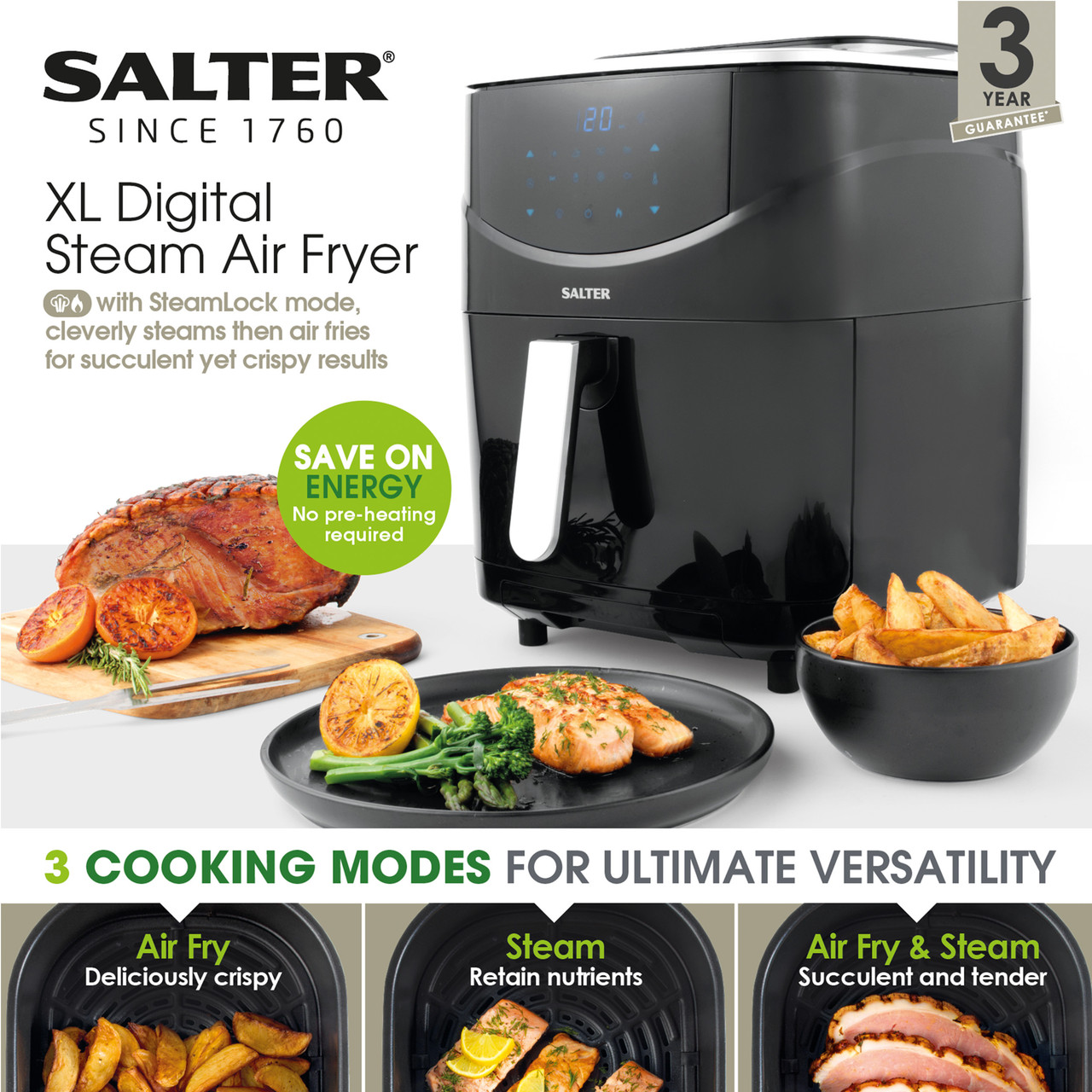 Shop Salter XL Digital Steam & Air Fryer, 6.5L