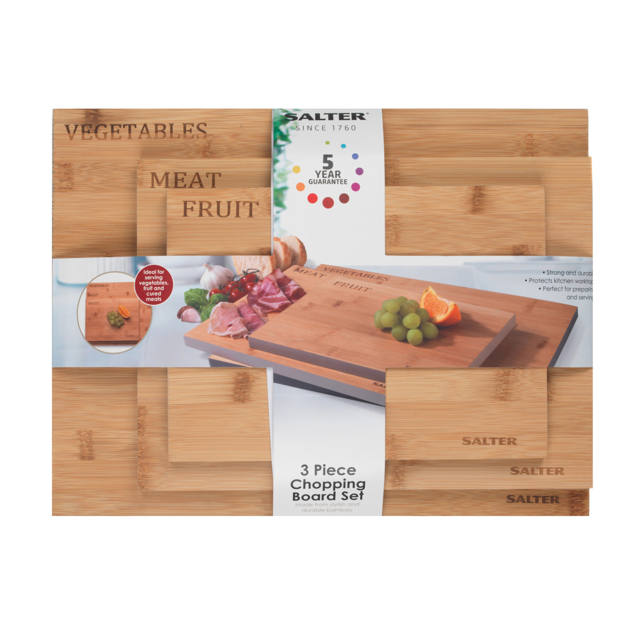 Living & Co Bamboo Chopping Board Set 3 Pack