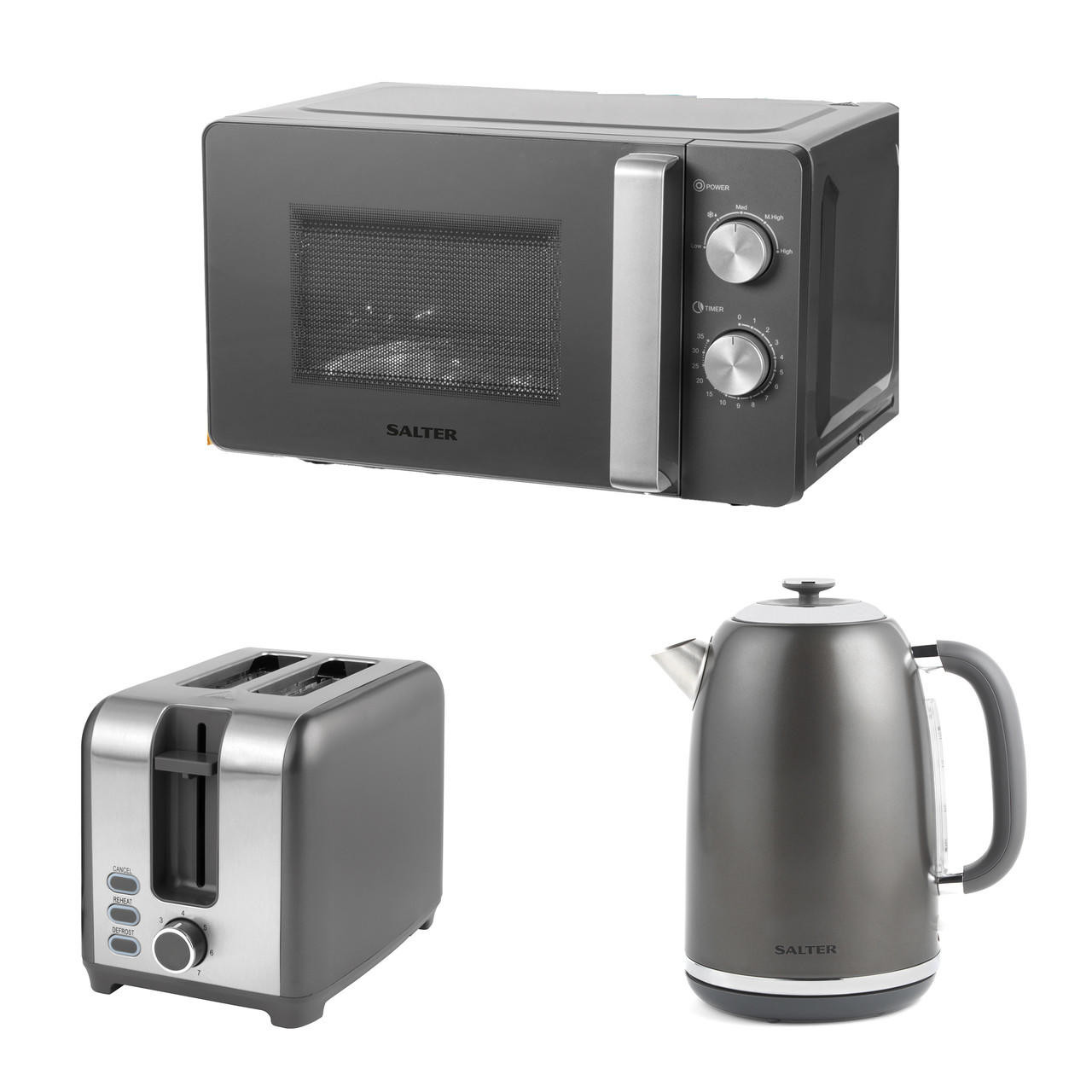 Grey microwave hot sale kettle and toaster