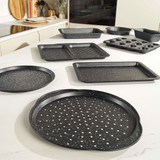 Black Megastone Palladium Collection Carbon Steel Pizza Pan, 29 cm