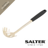 Gold pasta serving spoon with black handle, Salter Olympus collection