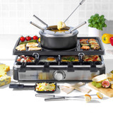 Electric 2-in-1 Raclette Grill & Fondue Set