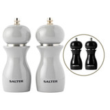  Salt and Pepper Grinders Refillable ​Set, Beech Wood Pepper Mill  with Ceramic Mechanism, Solid and Durable Salt Grinders Suited for Sea Salt,  Black Peppercorn (8'', Brown Set of 2): Home 