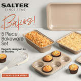 Bakes 5 Piece Non-Stick Bakeware Set, Gold