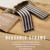 Eco Reusable Stainless Steel Drinking Straws, Set of 24