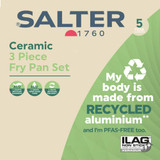 Banner: Salter ceramic 3 piece fry pan set made from recycled aluminium, PFAS-free.