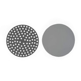 Grey perforated and solid discs for EK6705 kitchenware, shown side by side