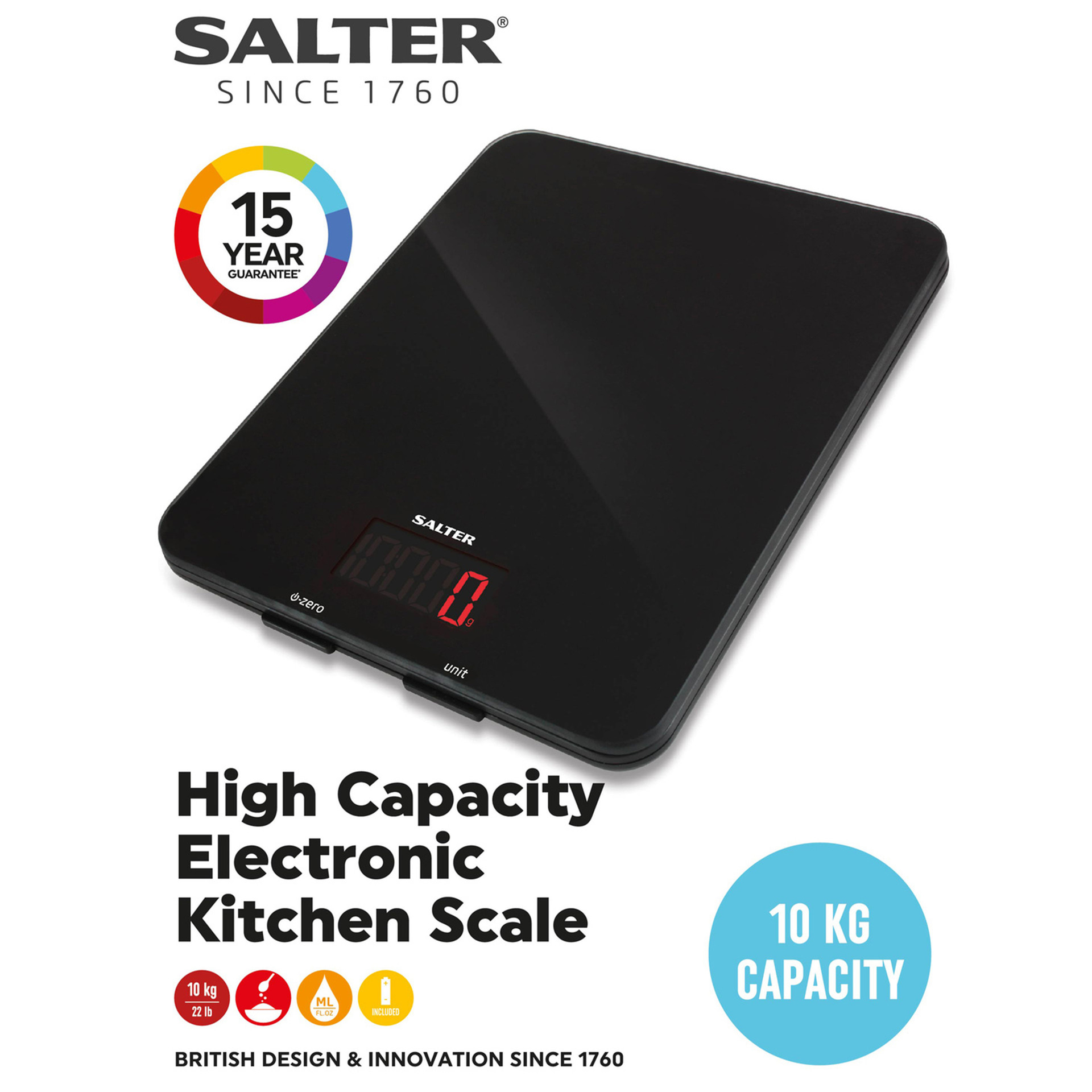 Kitchen Scales Buy Accurate Food Weighing Scales Salter   Salter Glass Digital Kitchen Scale 10kg Capacity Black  32312.1648460414 