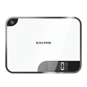 Salter Digital Curve Glass Kitchen Scale Max 5 kg – White - Anasia Shop