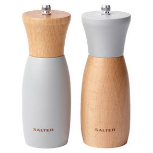 Salt and Pepper Grinders Refillable ​Set, Beech Wood Pepper Mill with  Ceramic Mechanism, Solid and Durable Salt Grinders Suited for Sea Salt,  Black