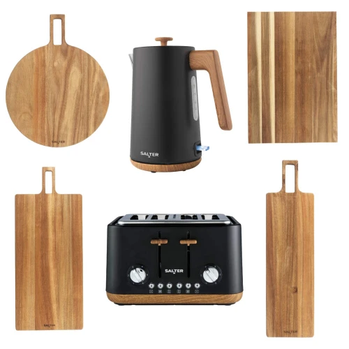 Toronto Kettle, Toaster & Serving Board Set – Black