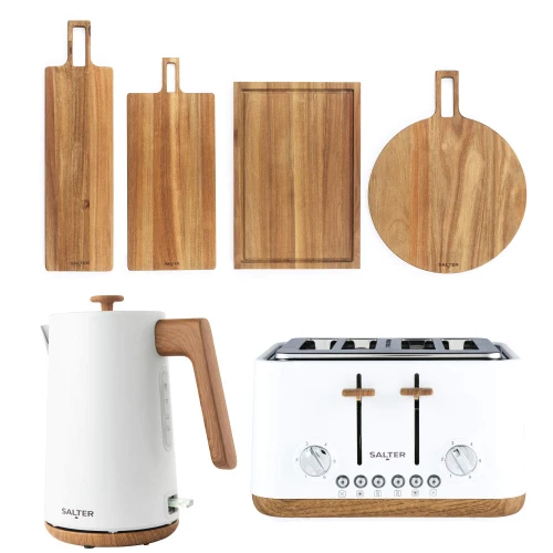 Toronto Kettle, Toaster & Serving Board Set – White